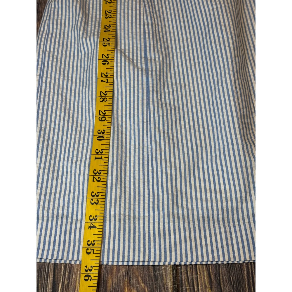 Lilly Pulitzer Blue White Seersucker Eyelet Lace Ruffle Shift Dress Size 4 - Picture 7 of 16